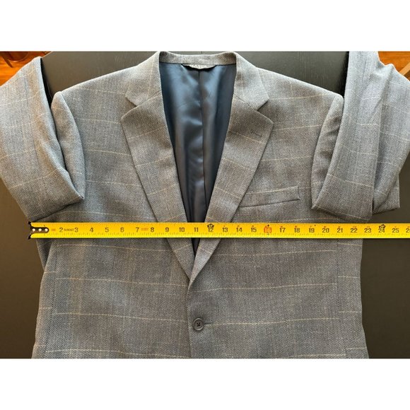 Jos A Bank Silk Wool Sport Coat Mens 42L Herringbone Windowpane Jacket Blazer - Picture 9 of 16